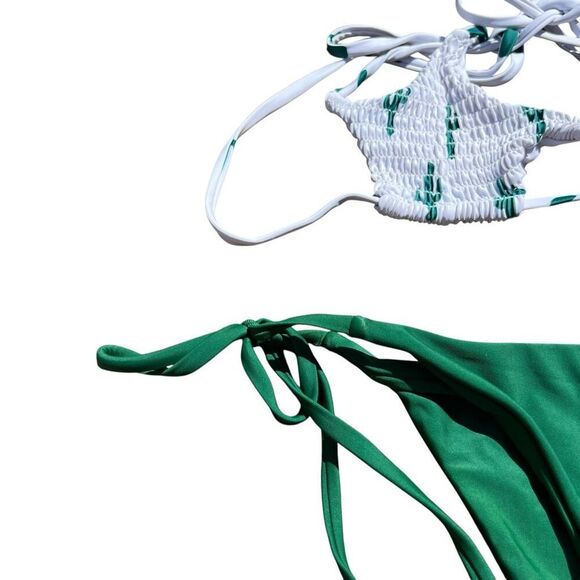 ZAFUL Cactus Print Smocked String Bikini Set Size 4 - Picture 6 of 8